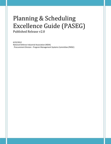 paweg|Planning & Scheduling Excellence Guide (PASEG).